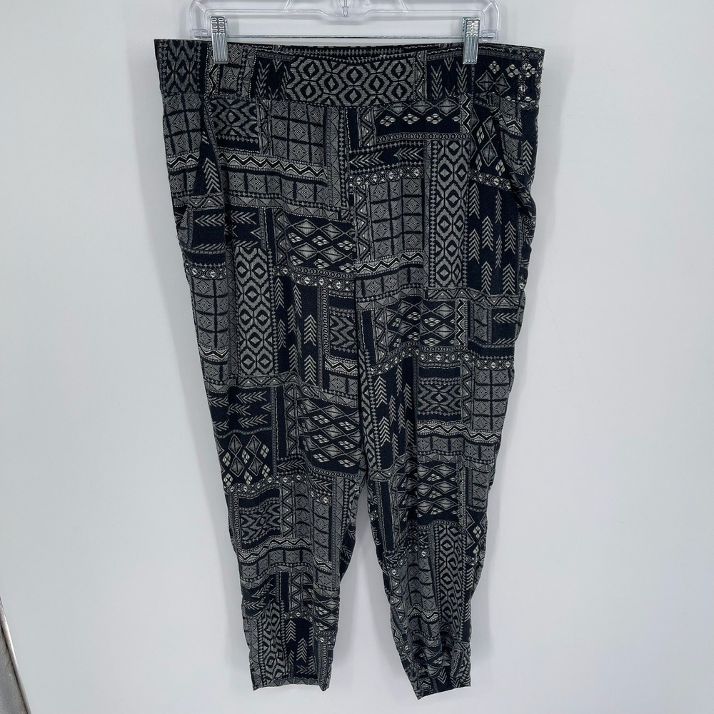 Jessica Simpson Women's Black Geometric Tribal Print Harem Jogger Pants Size L